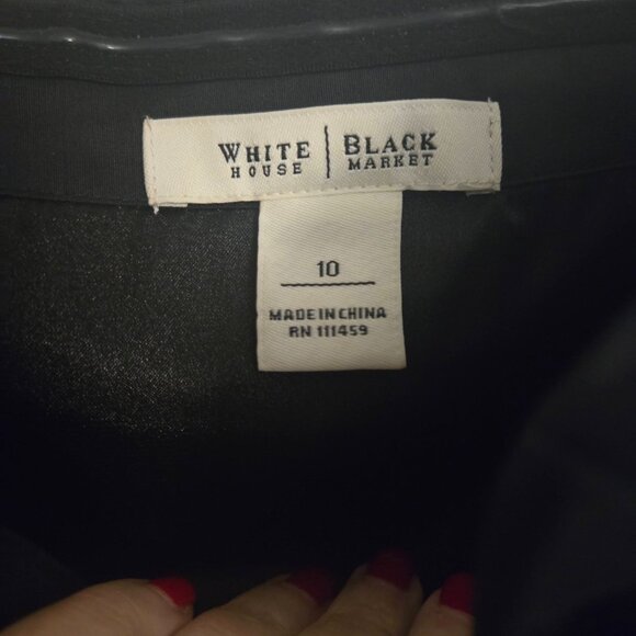 White House Black Market 100% Silk Strapless Floral Dress Black White Size 10 - Picture 5 of 6